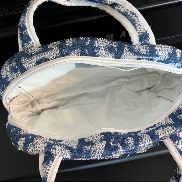 Auth💙 DIOR BLUE LOGO TERRY CLOTH BAG - Picture 9 of 13